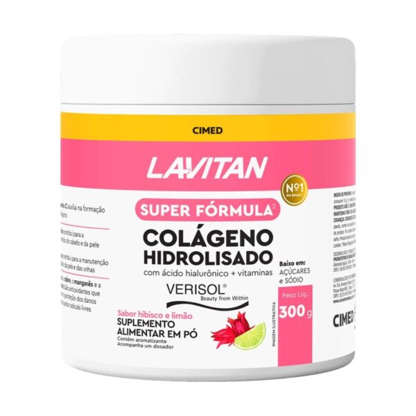 Lavitan Colágeno Verisol + Ácido Hialurônico Hibisco c/ Limão 300gr - Cimed