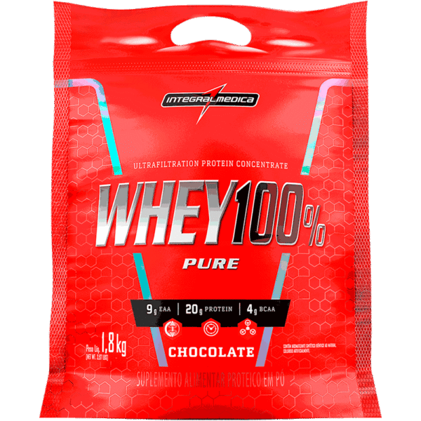 Proteína Concentrada Integralmedica Whey 100% Pure Chocolate 900g Pote